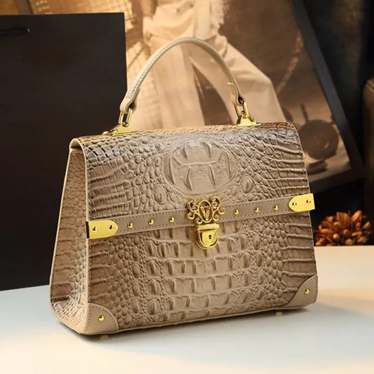 Genuine Leather Crocodile Print Women's Fashion Bag – Crossbody & Shoulder