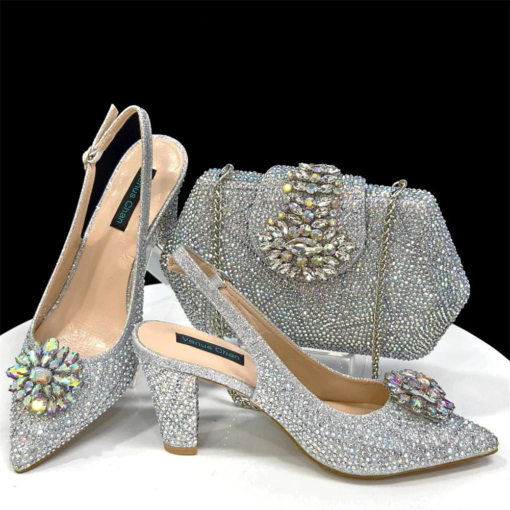 Luxury Rhinestone Heel & Bag Set