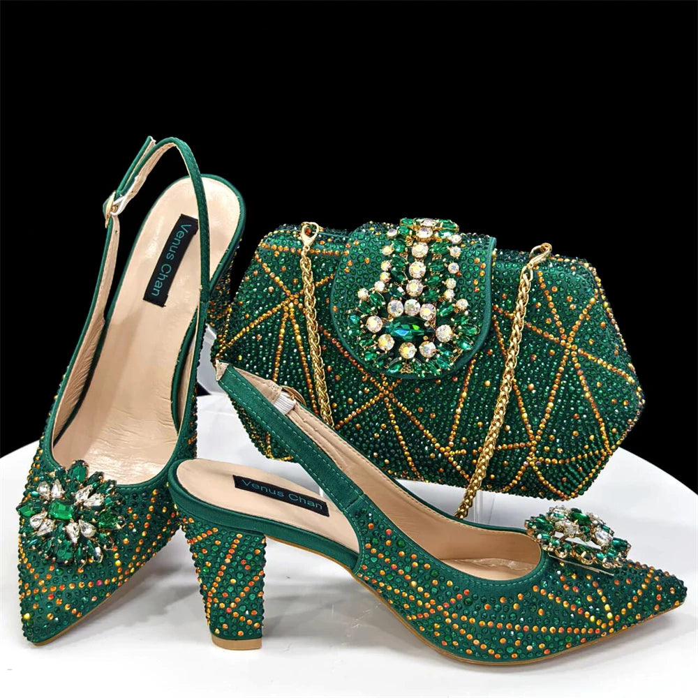 Luxury Rhinestone Heel & Bag Set