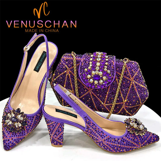 Luxury Rhinestone Heel & Bag Set