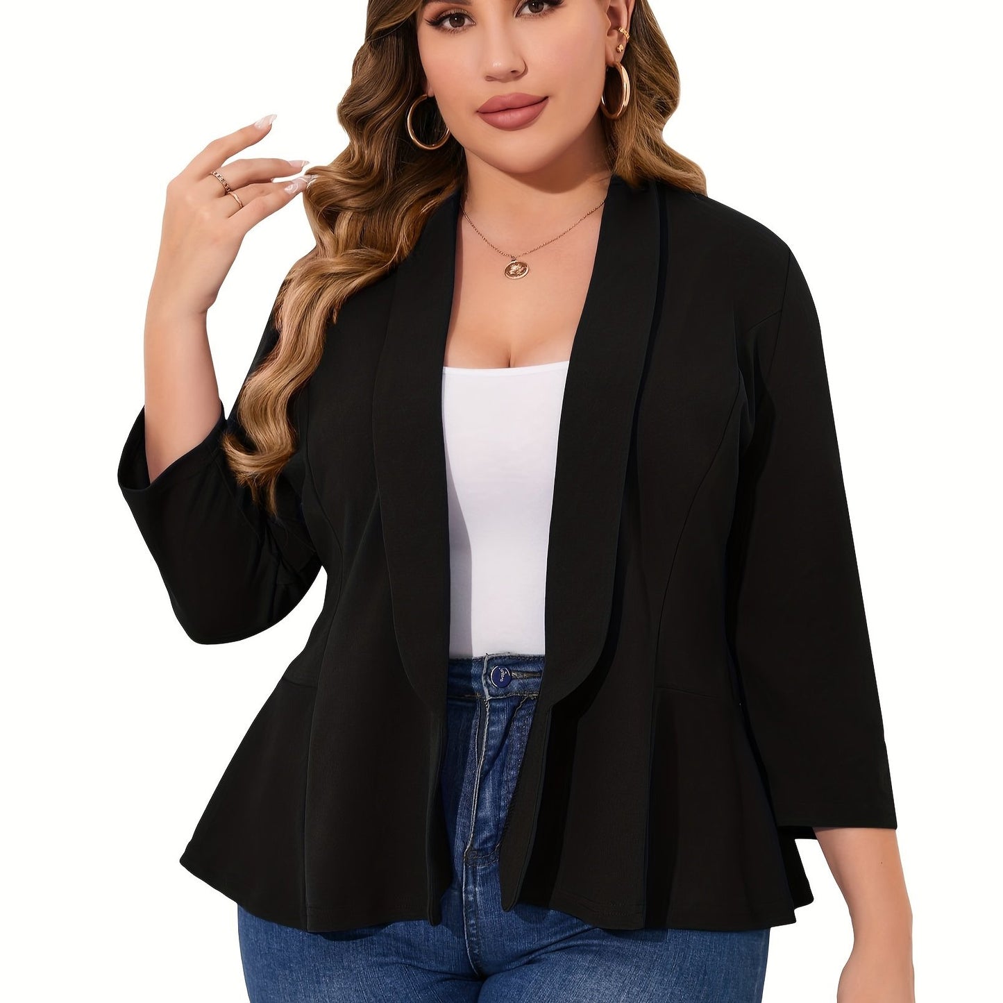 Plus Size Cardigan Blazer – Open Front