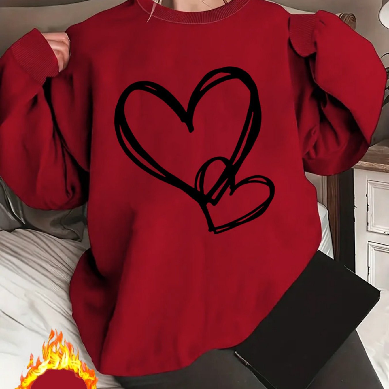 Amelia Plus Size Heart Print Sweatshirt
